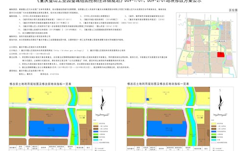 《重庆市璧山区工业园璧城组团控制性详细规划》D09-1/01、D09-2/01地块修改方案公示